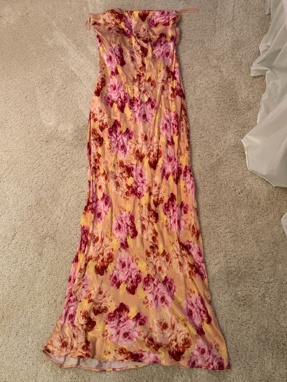 bec + bridge Peach Floral Maxi Skirt with Pink Blooms